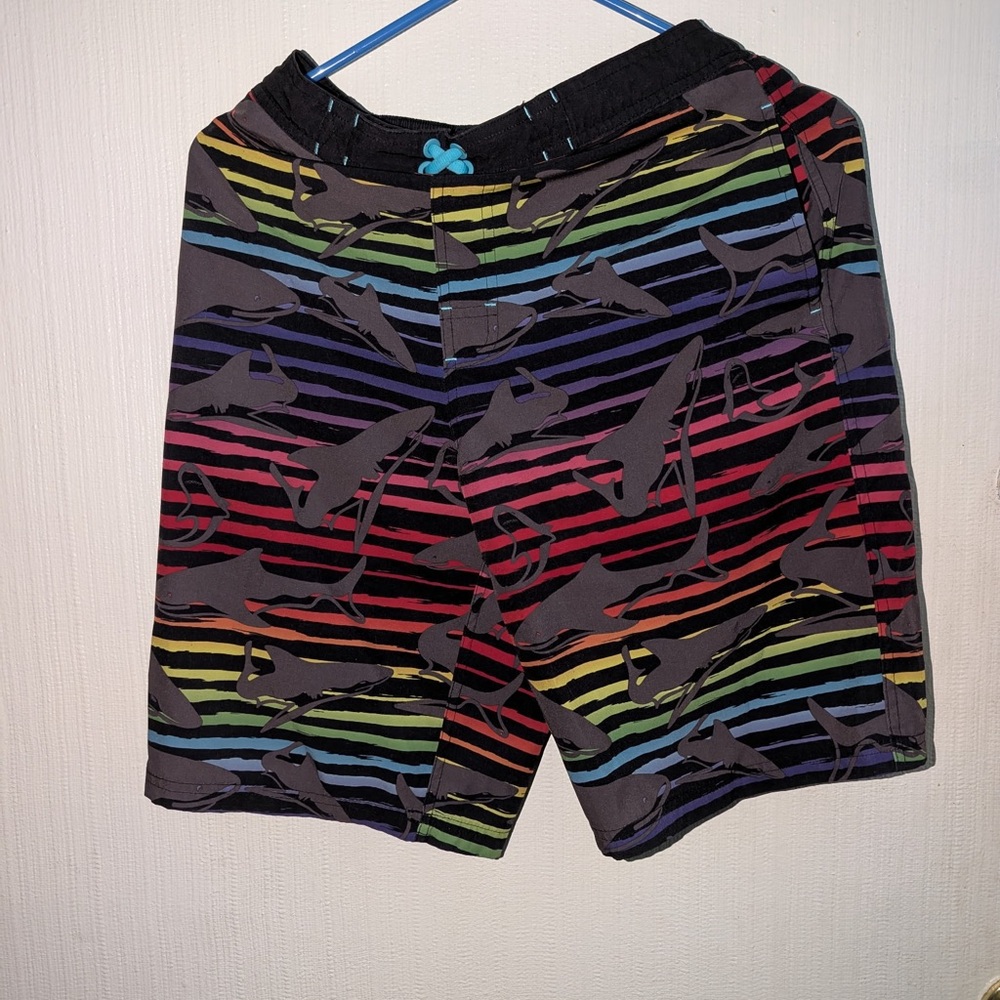 Wonder Nation Men's Shark Patterned Striped Shorts